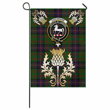 Cochrane Tartan Garden Flag with Golden Regal Scottish Thistle Emblem - Tartan Vibes Clothing