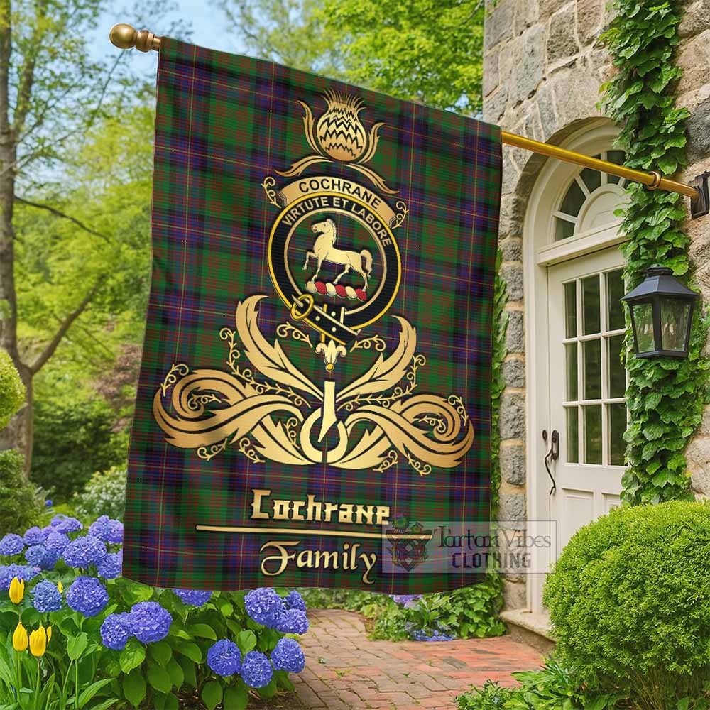 Cochrane Tartan Garden Flag with Highland Thistle Cherish Family Crest Style - Tartan Vibes Clothing