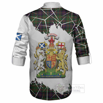 Cochrane Tartan Ghillie Shirt with Family Crest and Lion Rampant Grunge Style