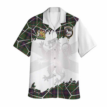 Cochrane Tartan Hawaiian Shirt with Family Crest and Lion Rampant Grunge Style