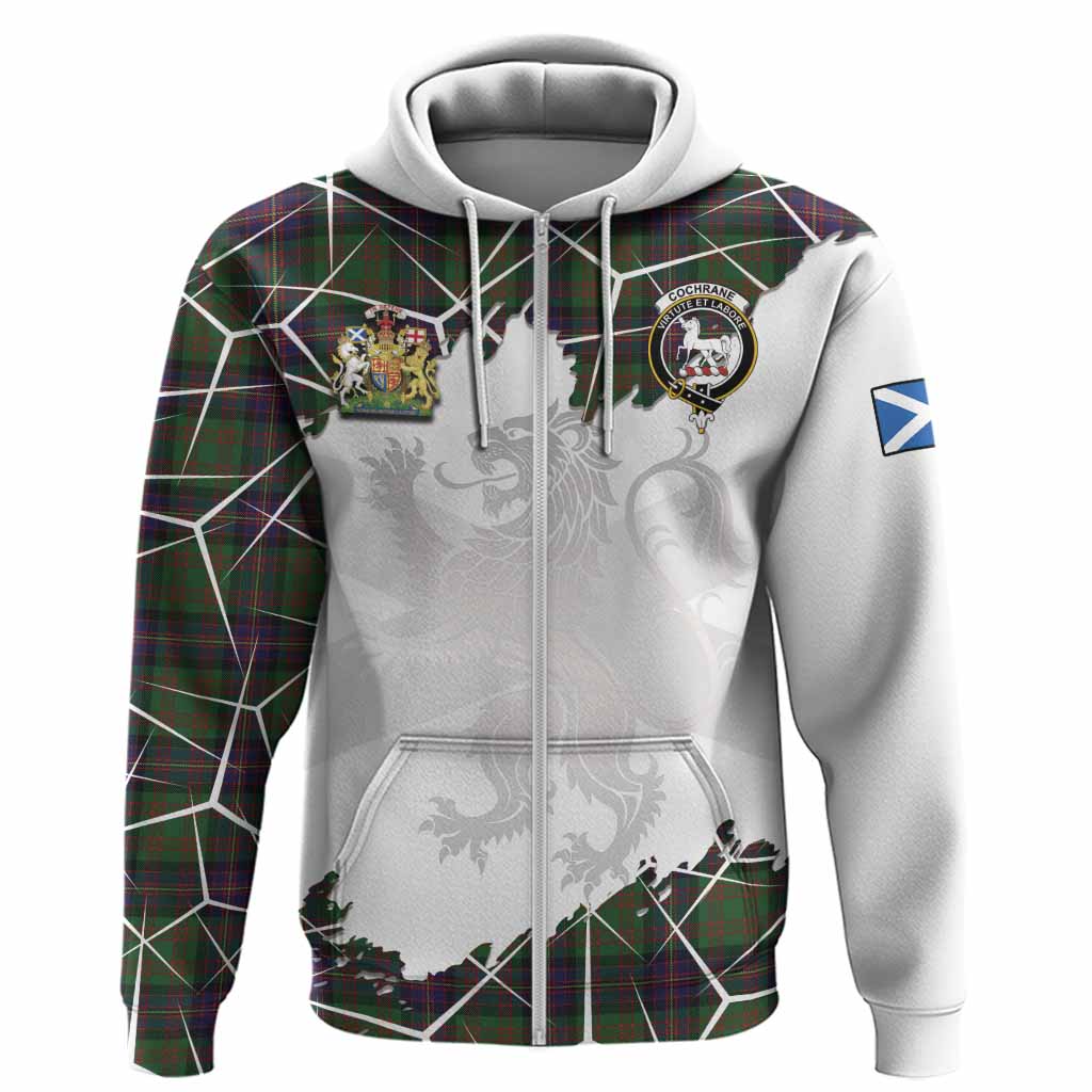 Cochrane Tartan Hoodie with Family Crest and Lion Rampant Grunge Style