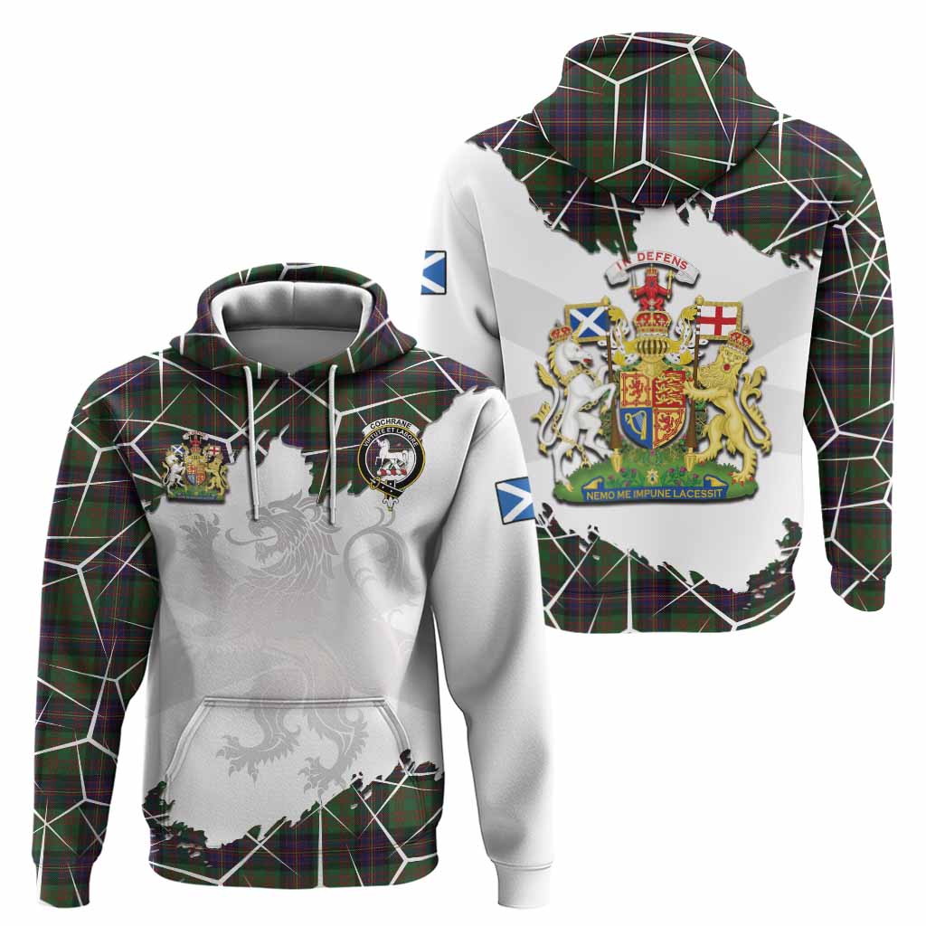 Cochrane Tartan Hoodie with Family Crest and Lion Rampant Grunge Style