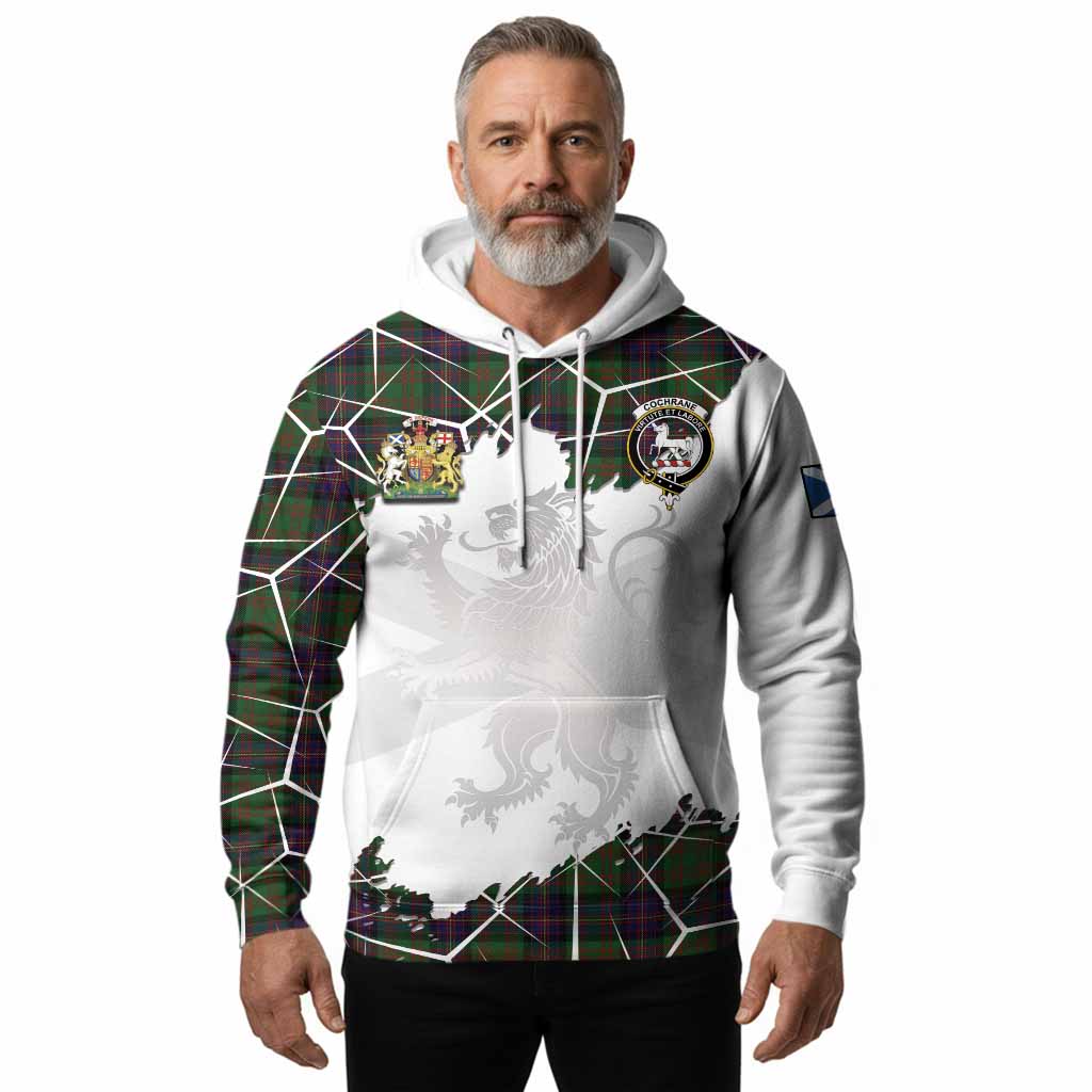 Cochrane Tartan Hoodie with Family Crest and Lion Rampant Grunge Style