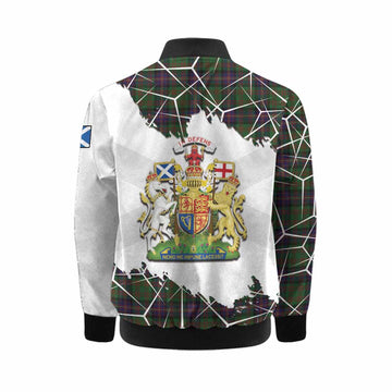Cochrane Tartan Kid Bomber Jacket with Family Crest and Lion Rampant Grunge Style