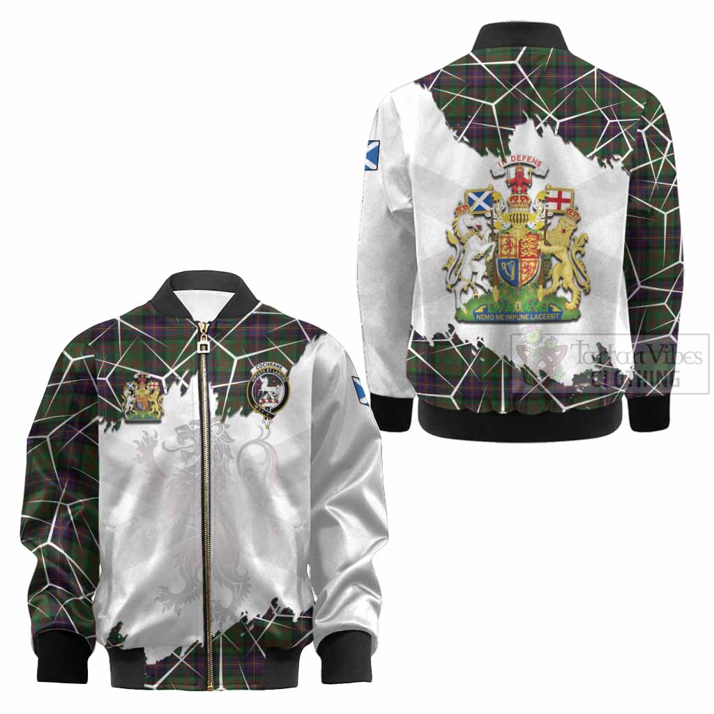 Cochrane Tartan Kid Bomber Jacket with Family Crest and Lion Rampant Grunge Style