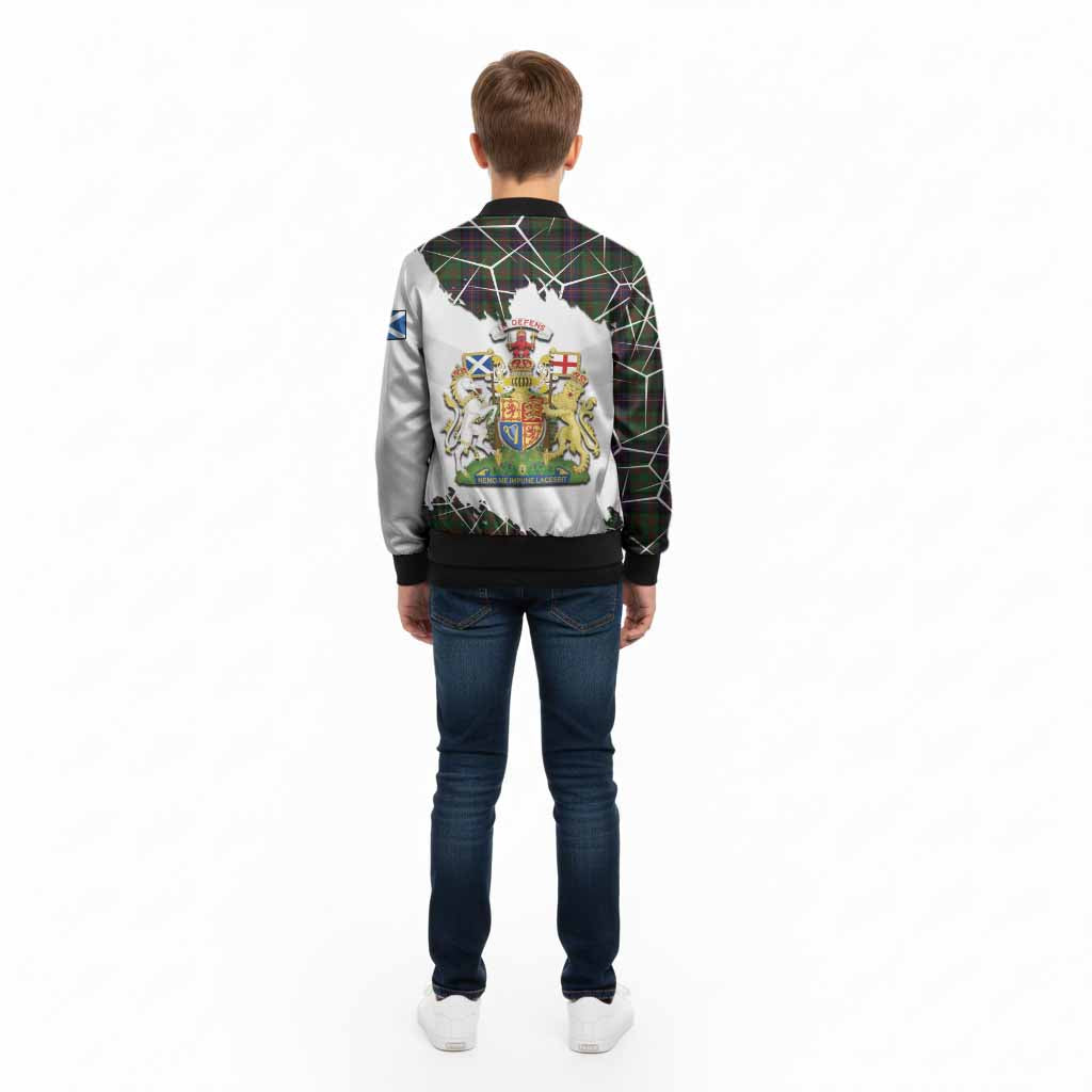 Cochrane Tartan Kid Bomber Jacket with Family Crest and Lion Rampant Grunge Style