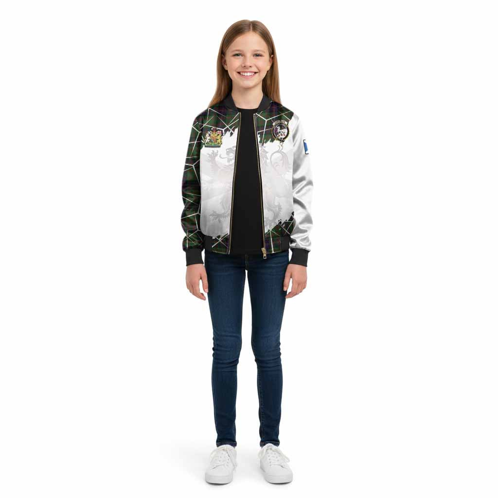 Cochrane Tartan Kid Bomber Jacket with Family Crest and Lion Rampant Grunge Style
