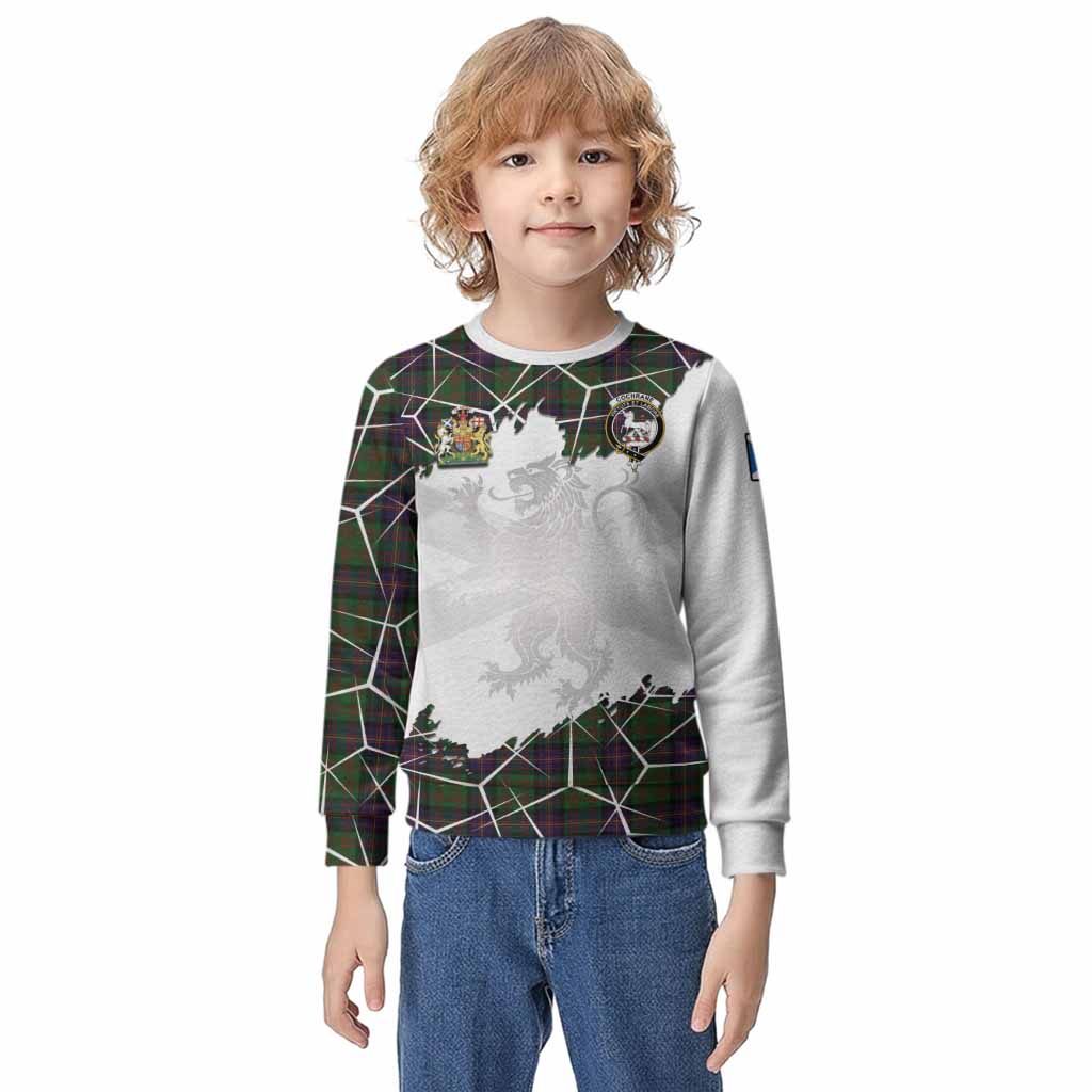 Cochrane Tartan Kid Knitted Sweatshirt with Family Crest and Lion Rampant Grunge Style