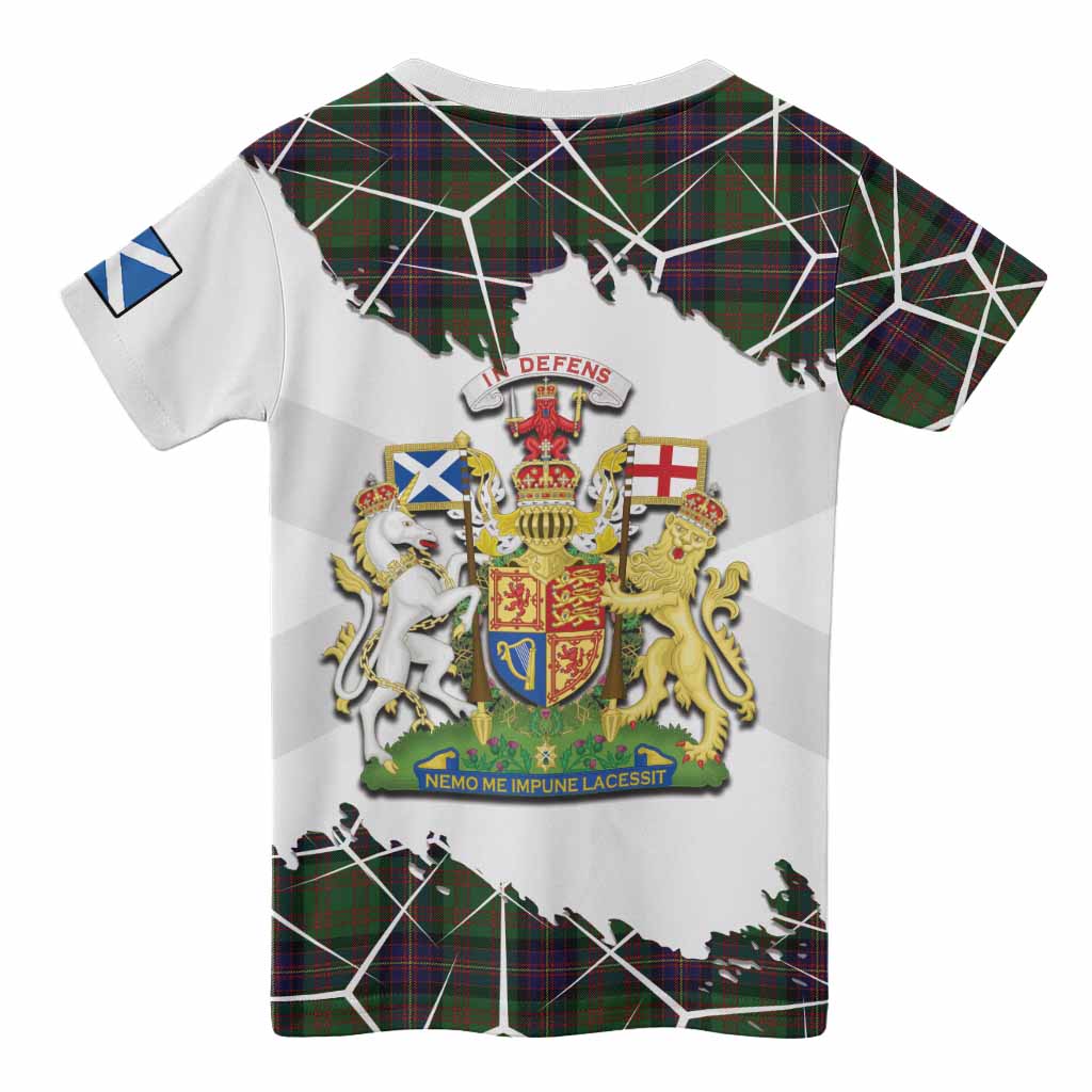 Cochrane Tartan Kid T-shirt with Family Crest and Lion Rampant Grunge Style