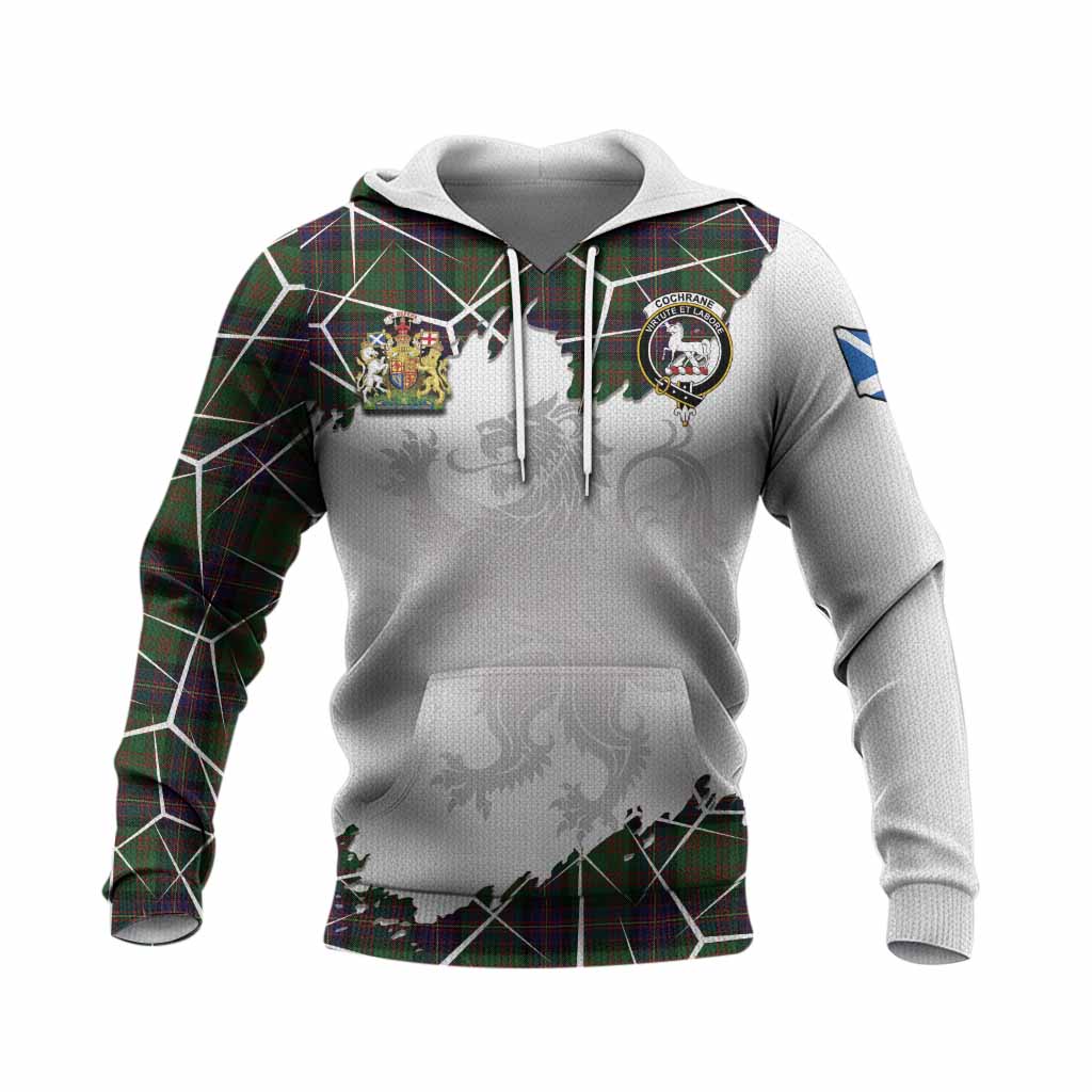 Cochrane Tartan Knitted Hoodie with Family Crest and Lion Rampant Grunge Style