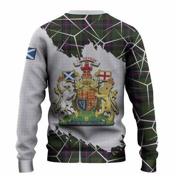 Cochrane Tartan Knitted Sweater with Family Crest and Lion Rampant Grunge Style