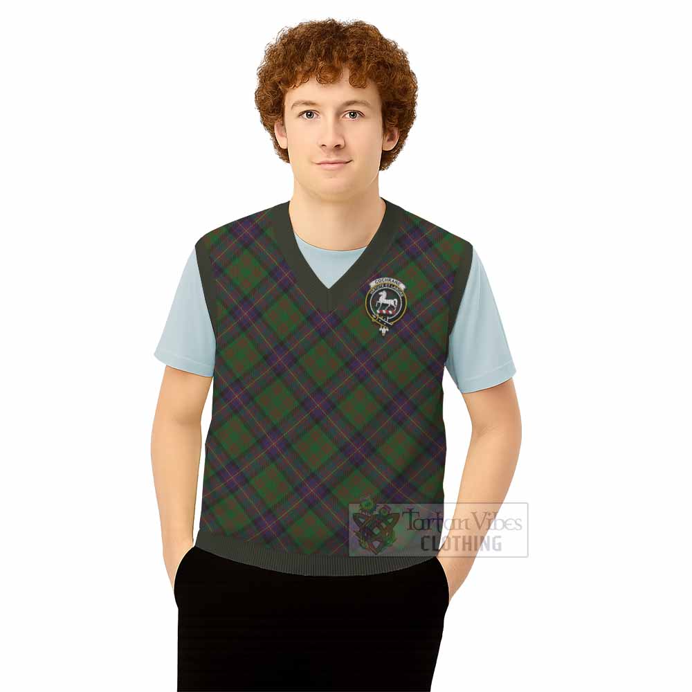 Cochrane Tartan Knitted V-Neck Vest with Family Crest Cross Style
