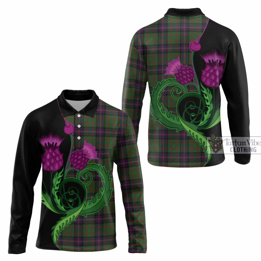Cochrane Tartan Long Sleeve Polo Shirt Traditional Scottish Thistle