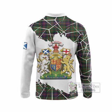 Cochrane Tartan Long Sleeve Polo Shirt with Family Crest and Lion Rampant Grunge Style