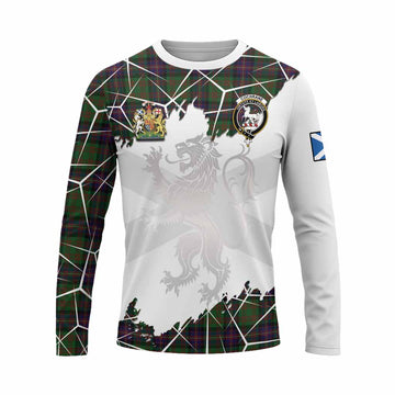 Cochrane Tartan Long Sleeve T-Shirt with Family Crest and Lion Rampant Grunge Style