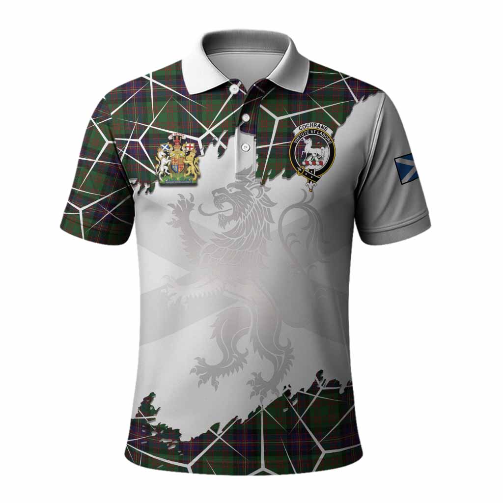Cochrane Tartan Polo Shirt with Family Crest and Lion Rampant Grunge Style