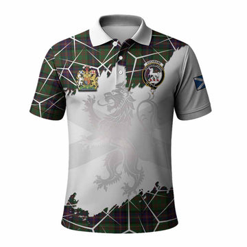 Cochrane Tartan Polo Shirt with Family Crest and Lion Rampant Grunge Style
