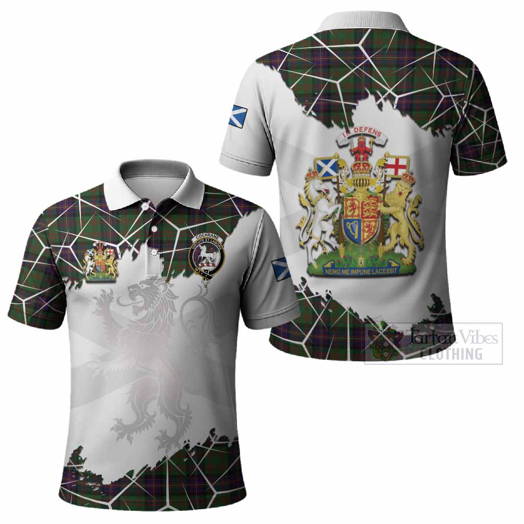Cochrane Tartan Polo Shirt with Family Crest and Lion Rampant Grunge Style