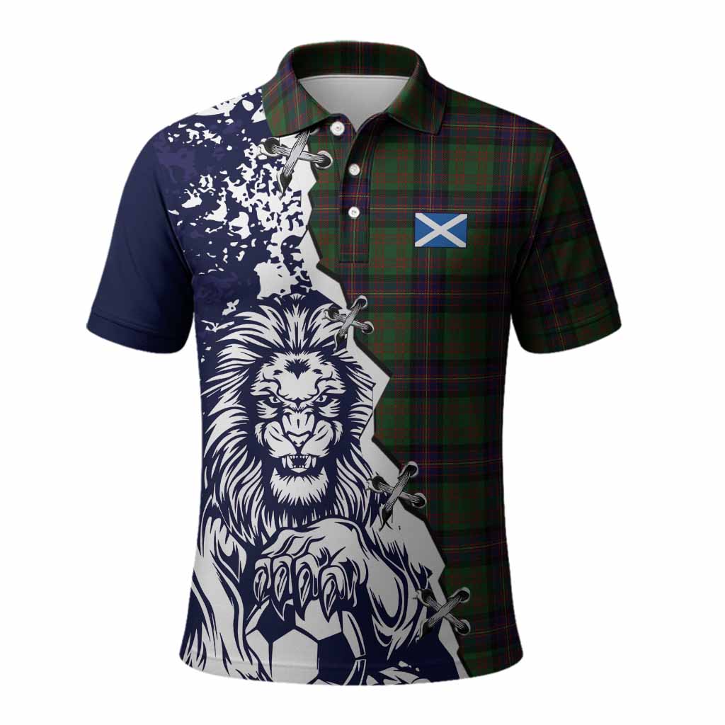 Cochrane Tartan Scottish Polo Shirt Angry Lion With Soccer Ball Style