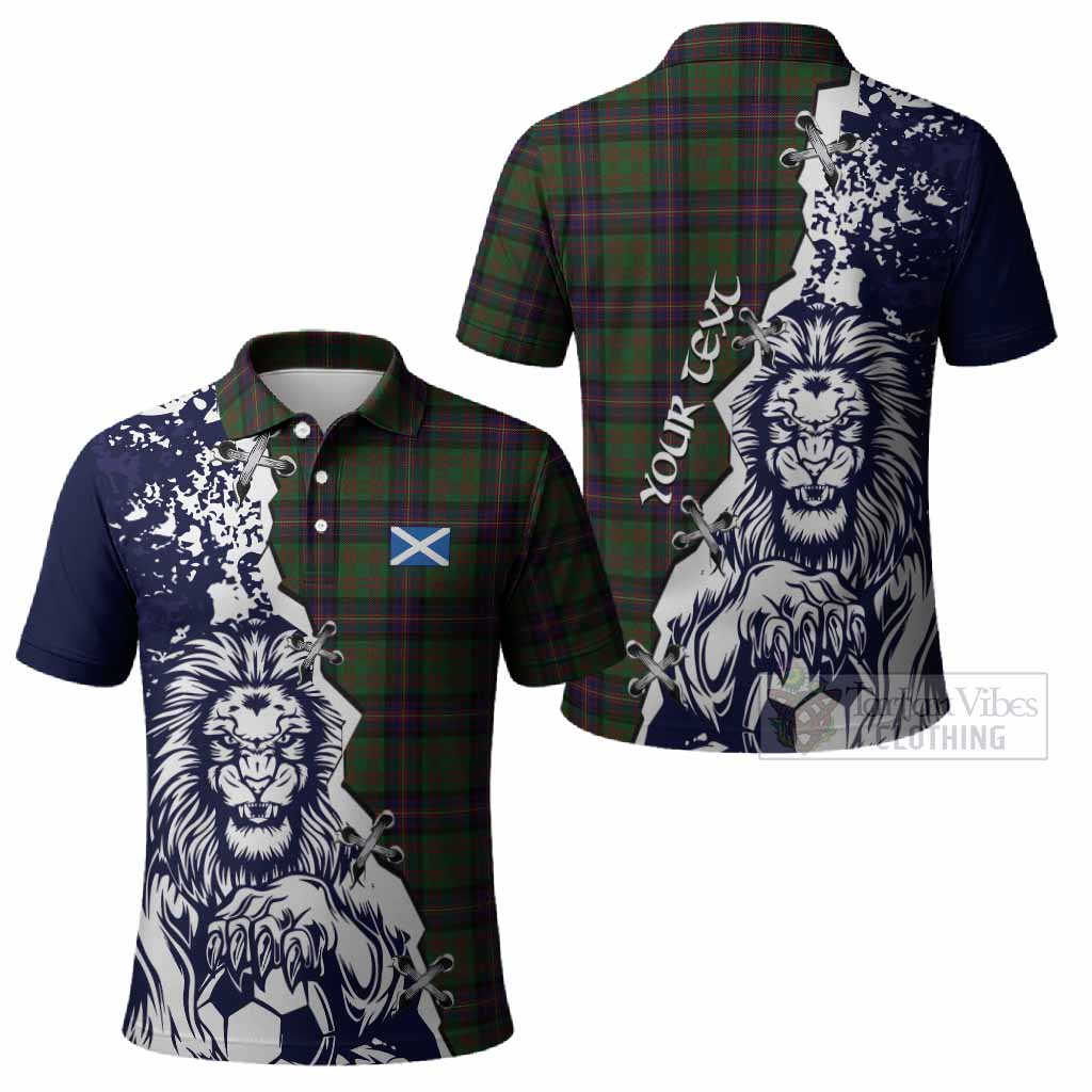 Cochrane Tartan Scottish Polo Shirt Angry Lion With Soccer Ball Style