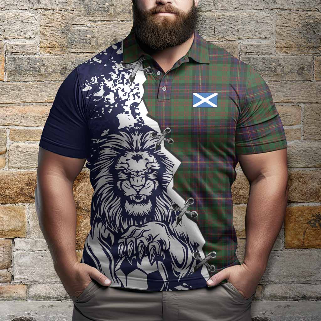Cochrane Tartan Scottish Polo Shirt Angry Lion With Soccer Ball Style