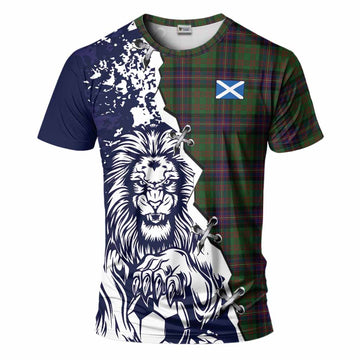 Cochrane Tartan Scottish T-Shirt Angry Lion With Soccer Ball Style