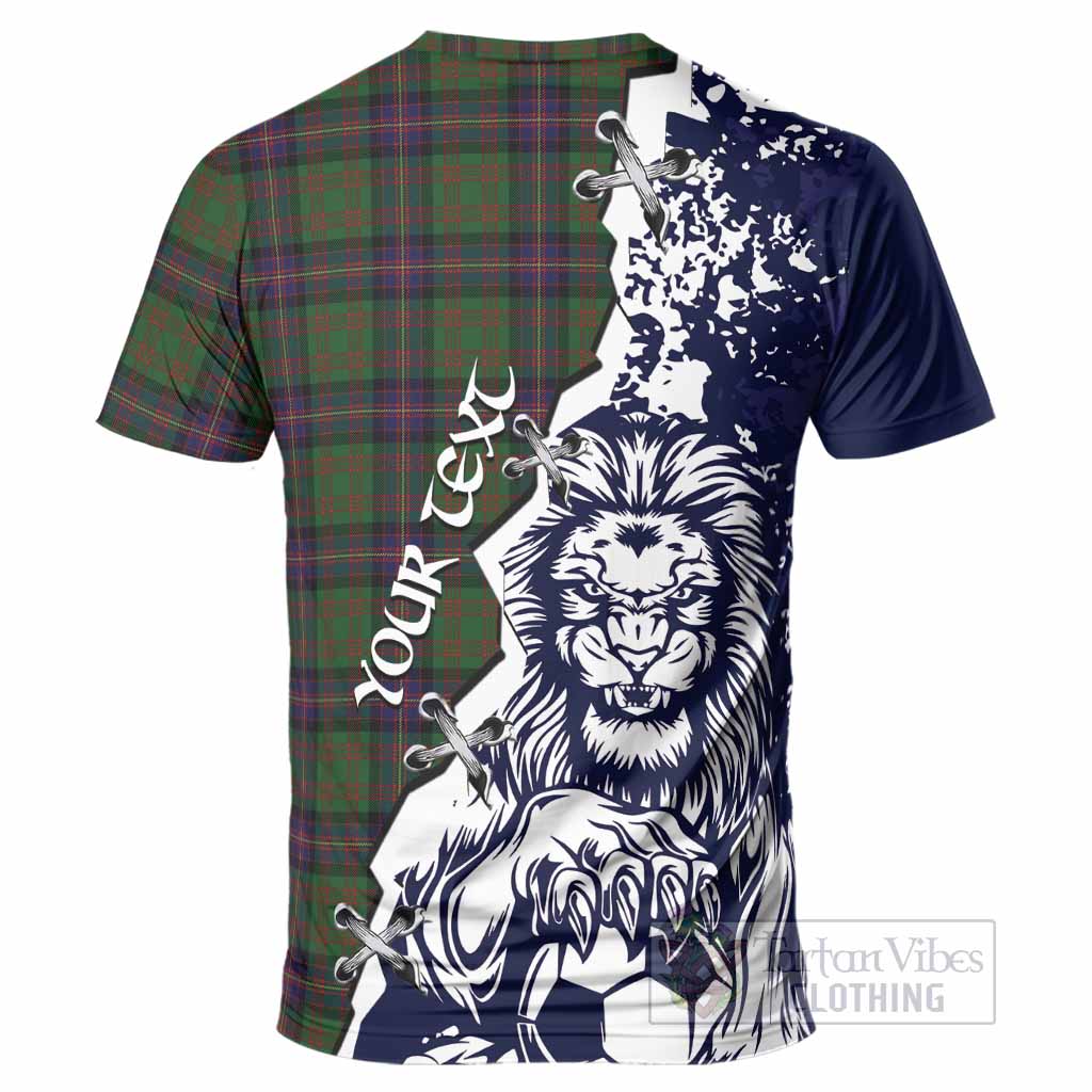 Cochrane Tartan Scottish T-Shirt Angry Lion With Soccer Ball Style