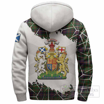 Cochrane Tartan Sherpa Hoodie with Family Crest and Lion Rampant Grunge Style