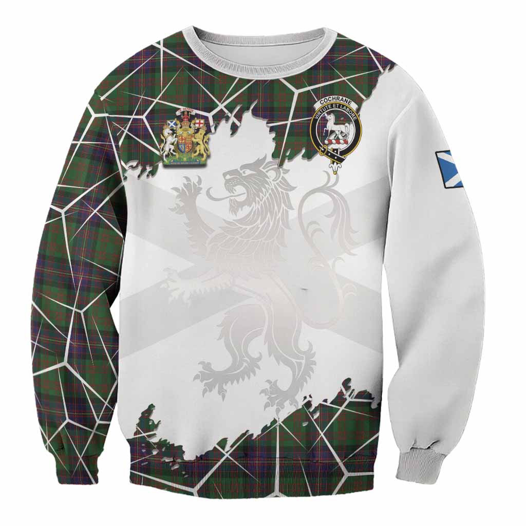 Cochrane Tartan Sweatshirt with Family Crest and Lion Rampant Grunge Style