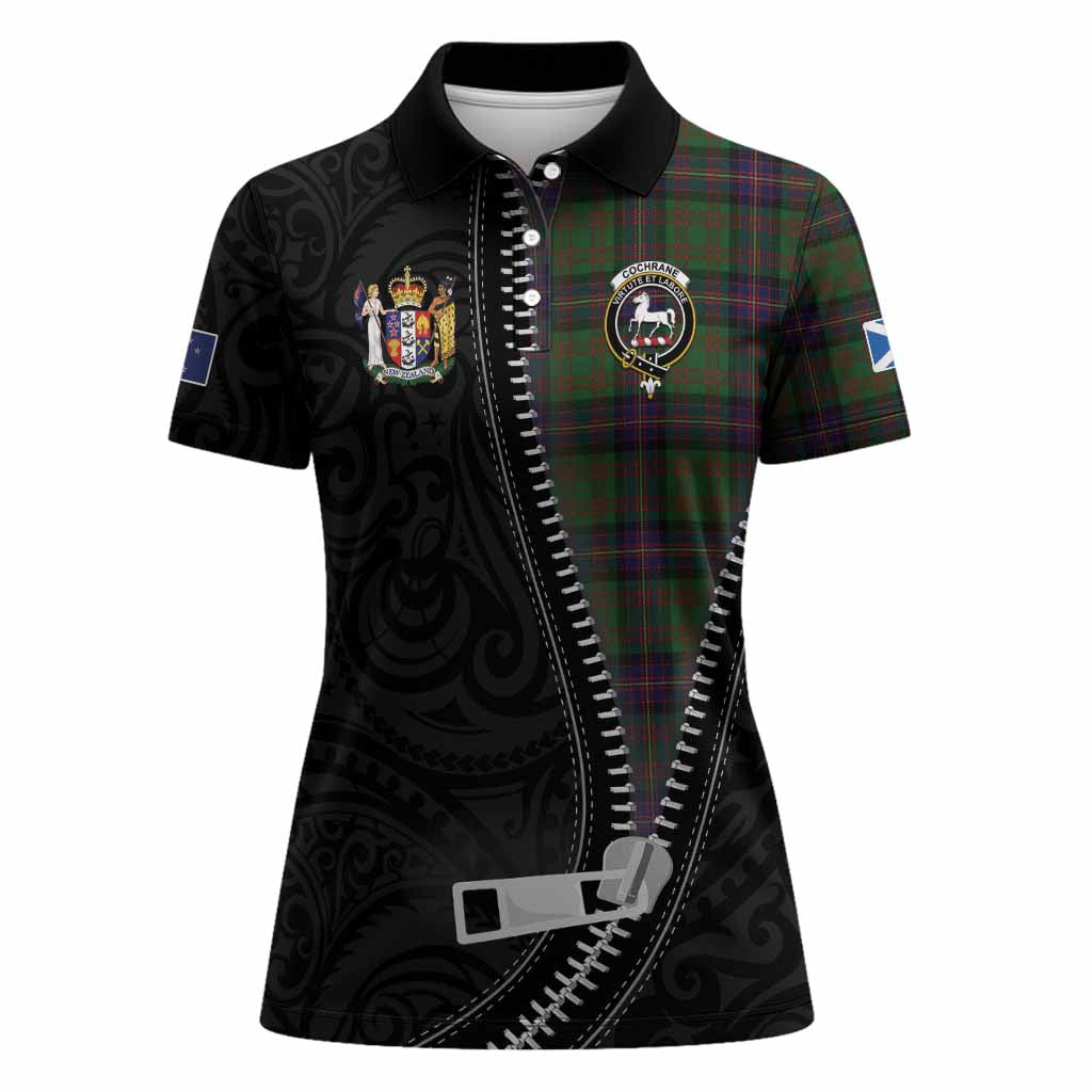 Cochrane Tartan Women Polo Shirt New Zealand Pattern Unique Zipper Stylized