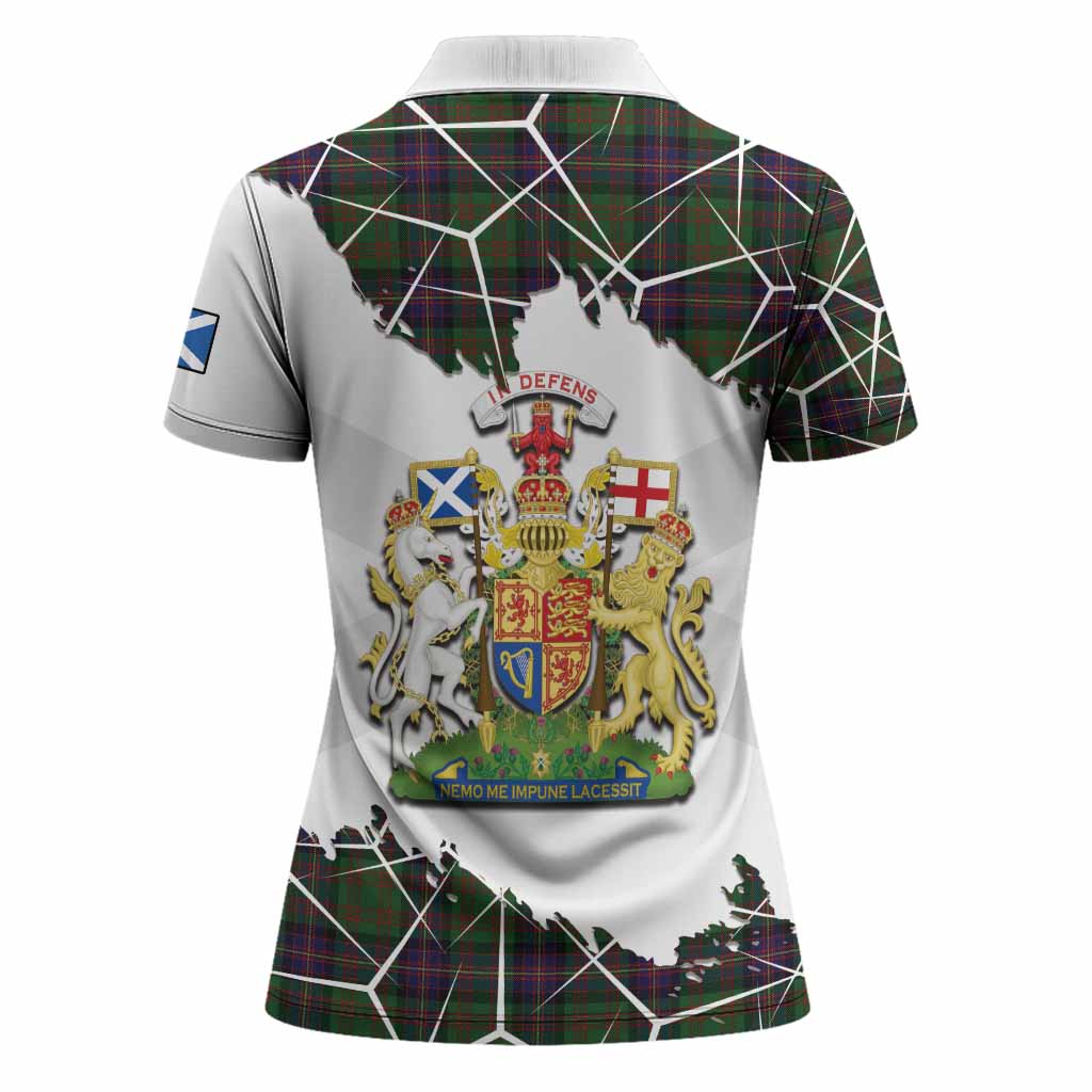 Cochrane Tartan Women Polo Shirt with Family Crest and Lion Rampant Grunge Style