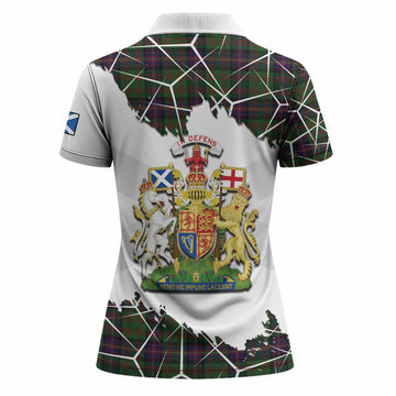 Cochrane Tartan Women Polo Shirt with Family Crest and Lion Rampant Grunge Style