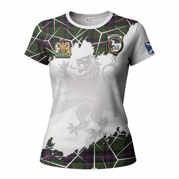 Cochrane Tartan Women T shirt with Family Crest and Lion Rampant Grunge Style
