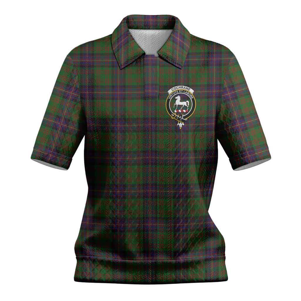 Cochrane Tartan Women’s Polo Sweater Top with Family Crest