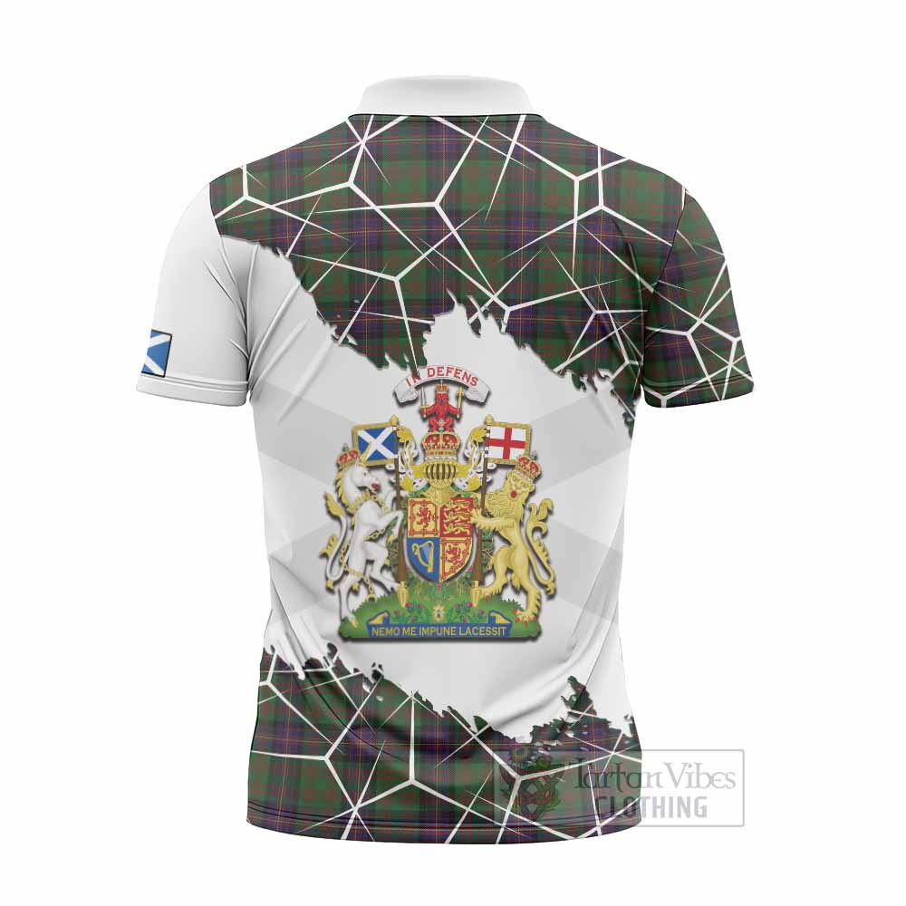 Cochrane Tartan Zipper Polo Shirt with Family Crest and Lion Rampant Grunge Style
