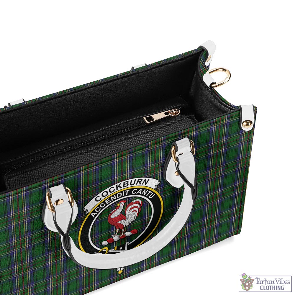 Tartan Vibes Clothing Cockburn Tartan Luxury Leather Handbags with Family Crest