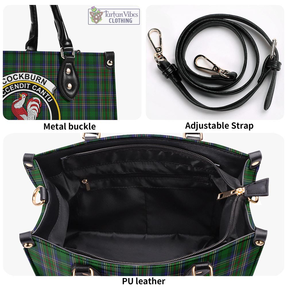 Tartan Vibes Clothing Cockburn Tartan Luxury Leather Handbags with Family Crest