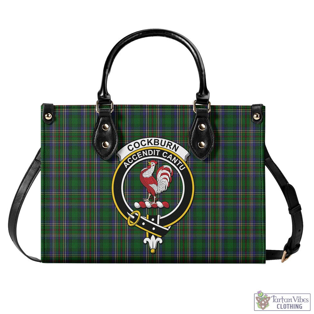 Tartan Vibes Clothing Cockburn Tartan Luxury Leather Handbags with Family Crest