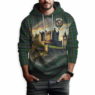 Tartan Vibes Clothing Cockburn Tartan Family Crest Hoodie with Scottish Ancient Castle Style