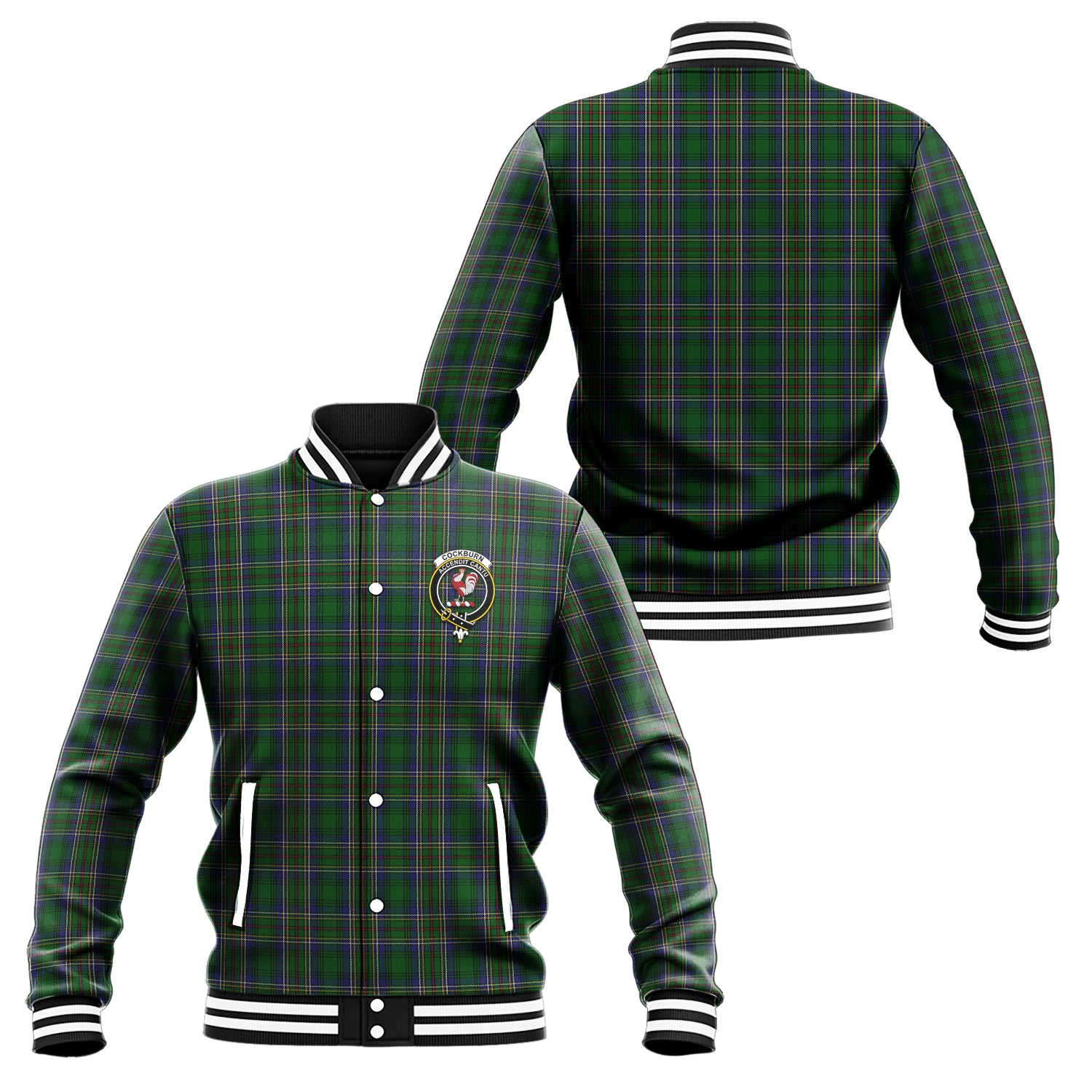 Cockburn Tartan Baseball Jacket with Family Crest Unisex - Tartan Vibes Clothing