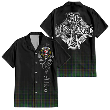 Cockburn Tartan Hawaiian Shirt Shirt Featuring Alba Gu Brath Family Crest Celtic Inspired