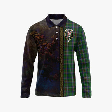Cockburn Tartan Family Crest Long Sleeve Polo Shirt Alba Gu Brath Be Brave Lion Ancient Style