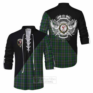 Cockburn Tartan Ghillie Kilt Shirt with Family Crest and Military Logo Style