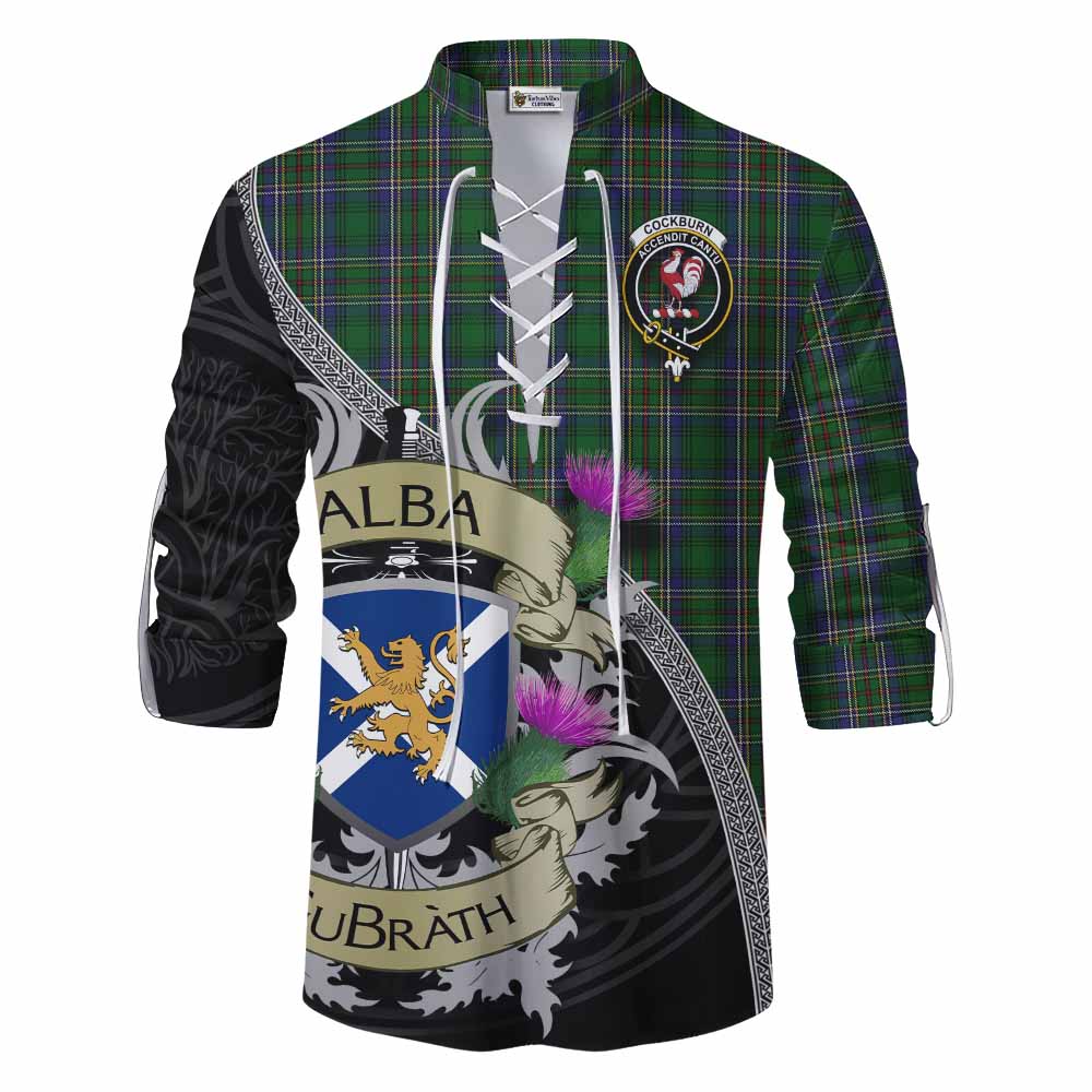Tartan Vibes Clothing Cockburn Tartan Family Crest Ghillie Kilt Shirt Lion Rampant Royal Thistle Shield Celtic Inspired