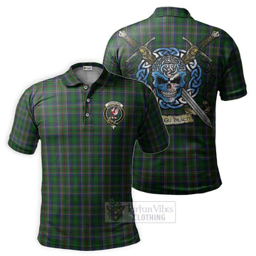Cockburn Tartan Polo Shirt with Family Crest Celtic Skull Style
