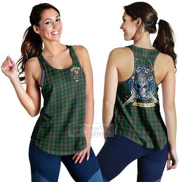 Tartan Vibes Clothing Cockburn Tartan Women's Racerback Tanks with Family Crest Celtic Skull Style