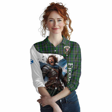 Tartan Vibes Clothing Cockburn Crest Tartan Women's Casual Shirt Inspired by the Freedom of Scottish Warrior