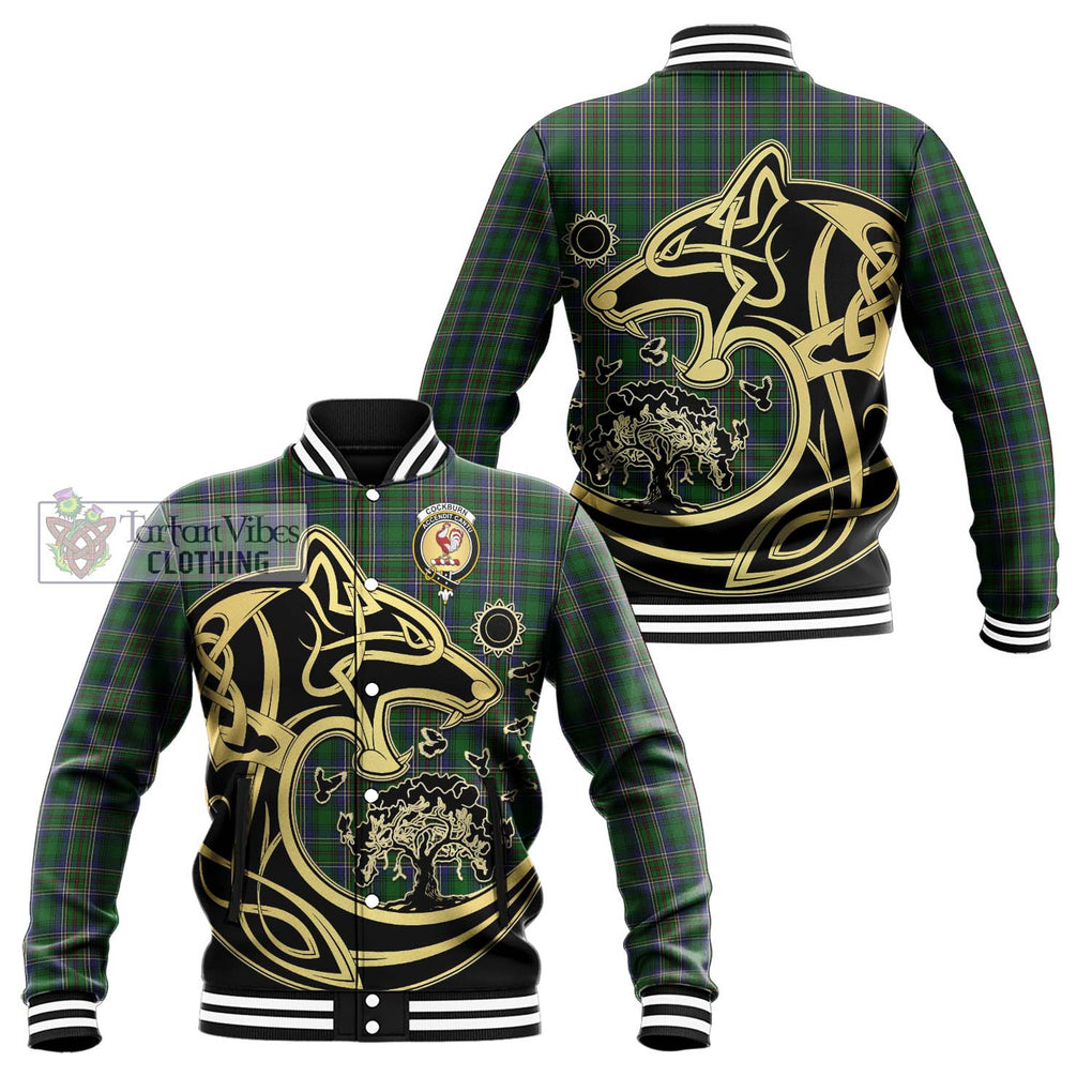 Cockburn Tartan Baseball Jacket with Family Crest Celtic Wolf Style Unisex - Tartan Vibes Clothing