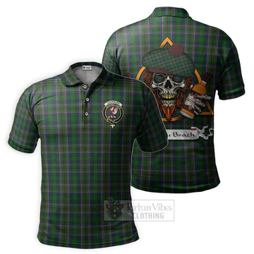 Tartan Vibes Clothing Cockburn Tartan Polo Shirt with Family Crest and Bearded Skull Holding Bottles of Whiskey