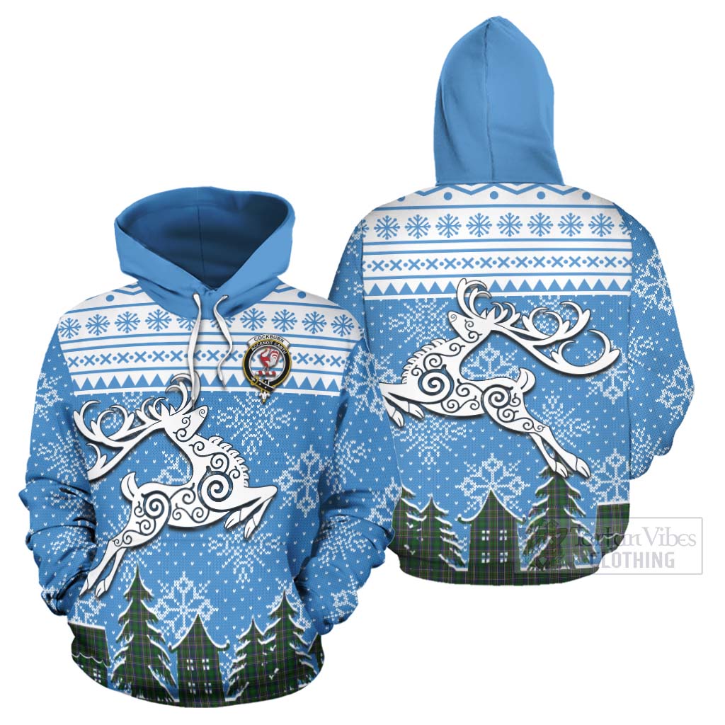 Tartan Vibes Clothing Cockburn Clan Christmas Hoodie Celtic Reindeer Style